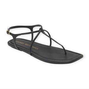 Stuart Weitzman Matilda Black Leather Strappy Flat Sandals - Size 10.5 NIB